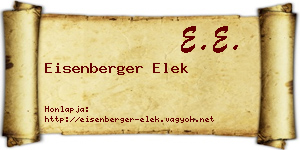 Eisenberger Elek névjegykártya